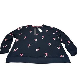 Jane‎ + Delancey Naughty/Nice Santa Hat Print women’s Sweatshirt XL